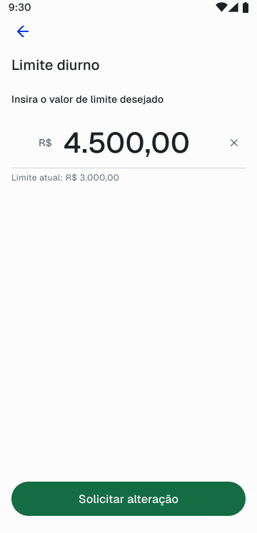Tela de edição do limite diurno